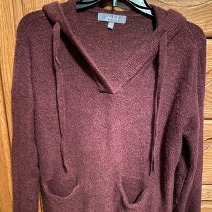 Marled, burgundy hooded sweater, slightly over sized, super comfortable